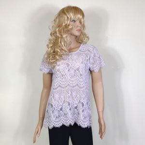 Women's Maurice's Medium Light Lavender purple Lace Blouse